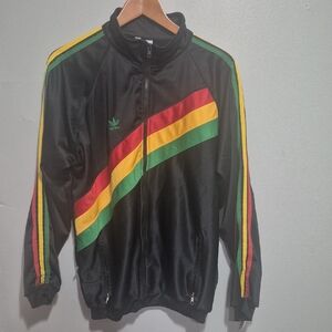 adidas Black Jacket with Vibrant Stripes